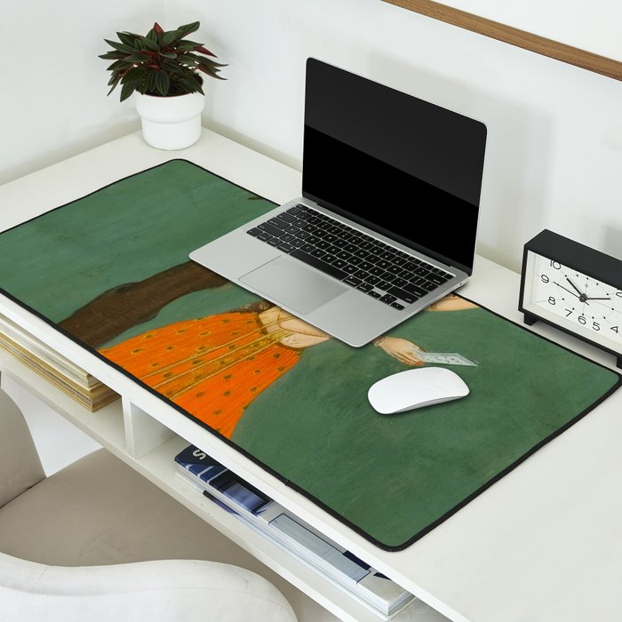 Title Woman Grasping Tree Branch Place India Indian Miniature Painting  Desk Mat Gallery Image 2