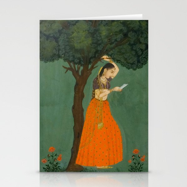 Title Woman Grasping Tree Branch Place India Indian Miniature Painting  Stationery Card Gallery Image 2