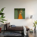 Title Woman Grasping Tree Branch Place India Indian Miniature Painting  Wood Wall Art Gallery Image 2