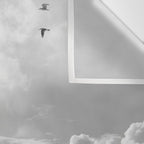 Seagulls in Nazaré Photo | Black and White Travel Photography in Portugal | Clouds and Waves Nature Art Print Wall Tapestry Gallery Image 3