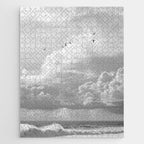 Seagulls in Nazaré Photo | Black and White Travel Photography in Portugal | Clouds and Waves Nature Art Print Jigsaw Puzzle Gallery Image 1