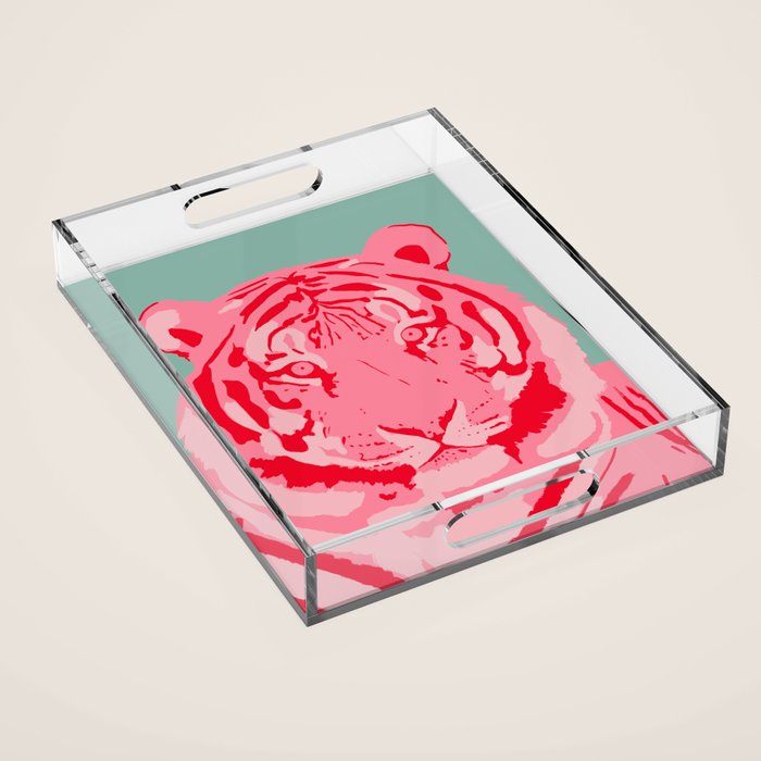 Tiger Pink & Teal Acrylic Tray Gallery Image 1