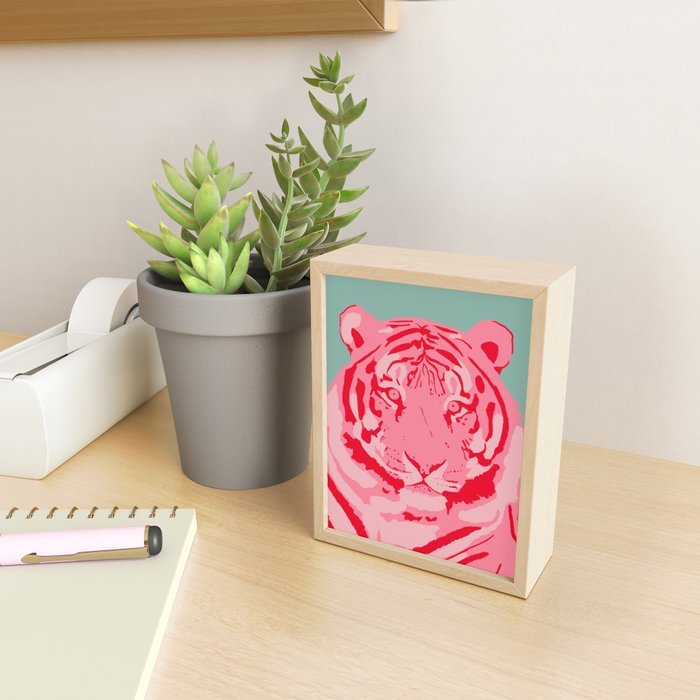 Tiger Pink & Teal Mini Art Print Gallery Image 2