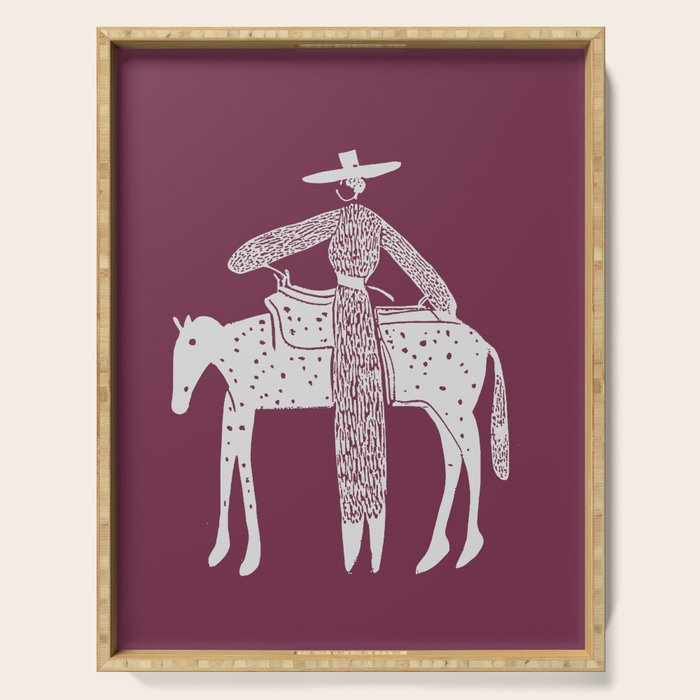 Solo Steady Vino â Elegant Cowgirl Art Serving Tray Gallery Image 1