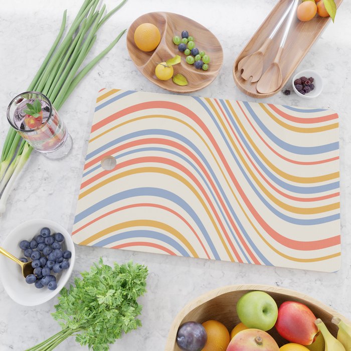 Wavy Stripes XXIII - Retro Summer Cutting Board Gallery Image 2