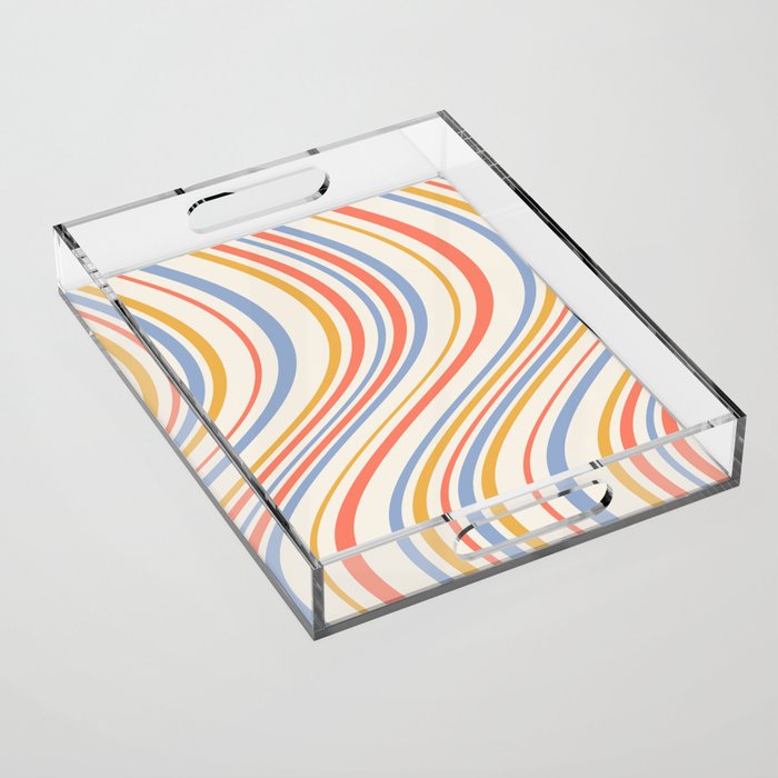 Wavy Stripes XXIII - Retro Summer Acrylic Tray Gallery Image 1