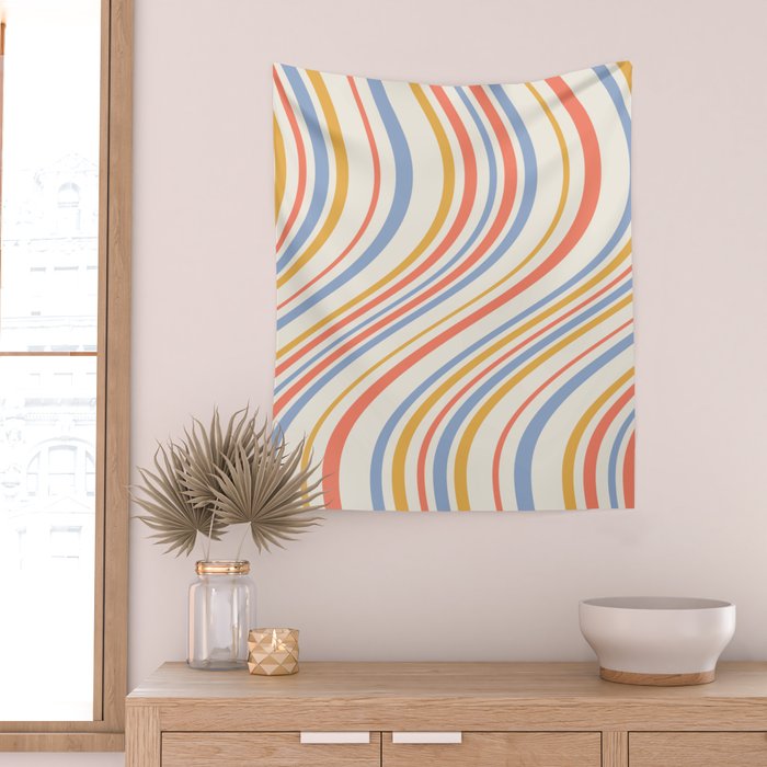 Wavy Stripes XXIII - Retro Summer Wall Tapestry Gallery Image 2
