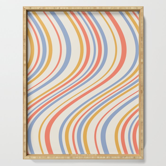 Wavy Stripes XXIII - Retro Summer Serving Tray Gallery Image 1