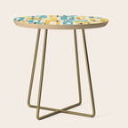 Retro Mid Century Modern Abstract Pattern 224 Blue and Yellow Side Table Gallery Image 1