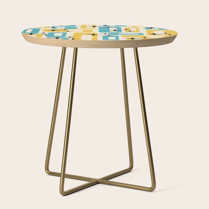 Retro Mid Century Modern Abstract Pattern 224 Blue and Yellow Side Table Gallery Image 1