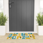 Retro Mid Century Modern Abstract Pattern 224 Blue and Yellow Welcome Mat Gallery Image 3
