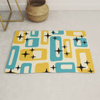 Retro Mid Century Modern Abstract Pattern 224 Blue and Yellow Rug Gallery Image 1