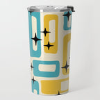 Retro Mid Century Modern Abstract Pattern 224 Blue and Yellow Travel Mug Gallery Image 2
