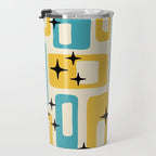 Retro Mid Century Modern Abstract Pattern 224 Blue and Yellow Travel Mug Gallery Image 3