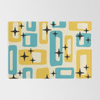 Retro Mid Century Modern Abstract Pattern 224 Blue and Yellow Rug Gallery Image 2