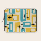 Retro Mid Century Modern Abstract Pattern 224 Blue and Yellow Laptop Sleeve Gallery Image 1