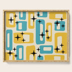 Retro Mid Century Modern Abstract Pattern 224 Blue and Yellow Serving Tray Gallery Image 1