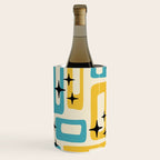 Retro Mid Century Modern Abstract Pattern 224 Blue and Yellow Wine Chiller Gallery Image 3