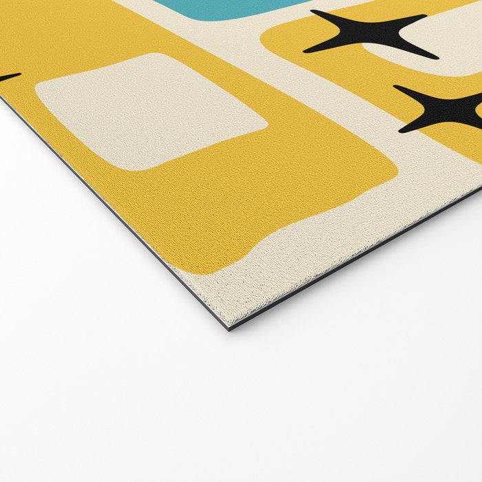 Retro Mid Century Modern Abstract Pattern 224 Blue and Yellow Welcome Mat Gallery Image 2