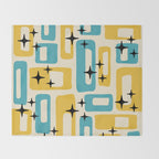 Retro Mid Century Modern Abstract Pattern 224 Blue and Yellow Throw Blanket Gallery Image 2