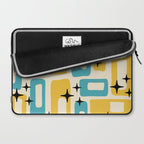 Retro Mid Century Modern Abstract Pattern 224 Blue and Yellow Laptop Sleeve Gallery Image 2