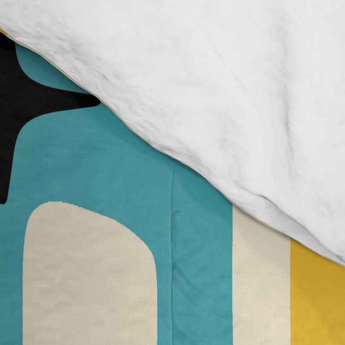 Retro Mid Century Modern Abstract Pattern 224 Blue and Yellow Comforter Gallery Image 4