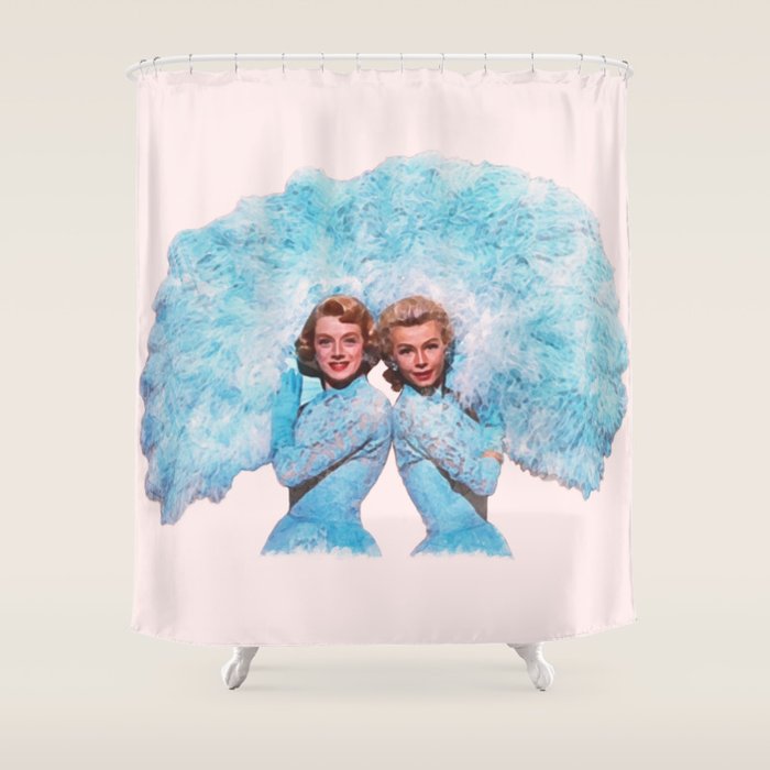 Sisters - White Christmas - Watercolor Shower Curtain Gallery Image 1