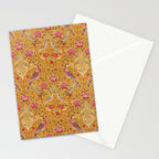 William Morris Seasons by May Melsetter Bird Pattern Saffron Gold Yellow Stationery Card Gallery Image 2