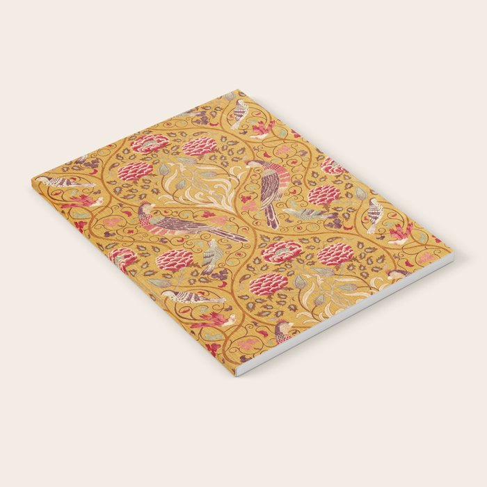 William Morris Seasons by May Melsetter Bird Pattern Saffron Gold Yellow Notebook Gallery Image 2