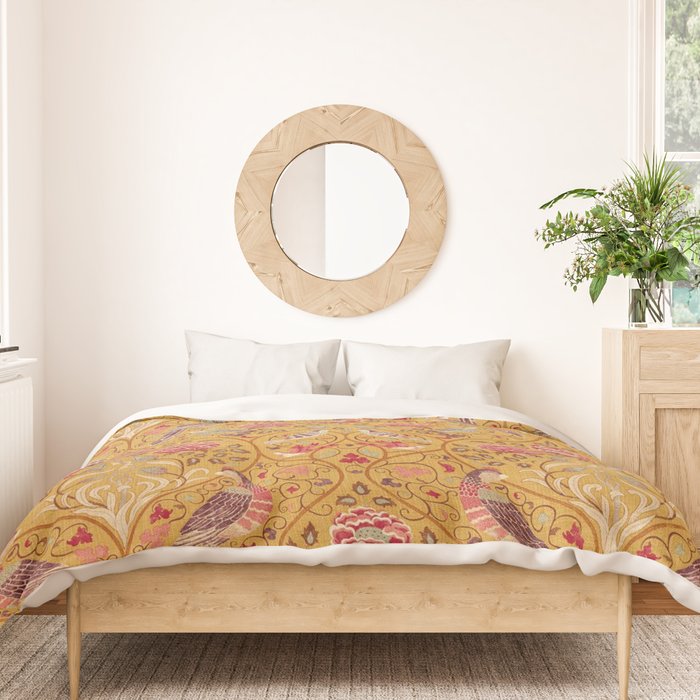 William Morris Seasons by May Melsetter Bird Pattern Saffron Gold Yellow Duvet Cover Gallery Image 3