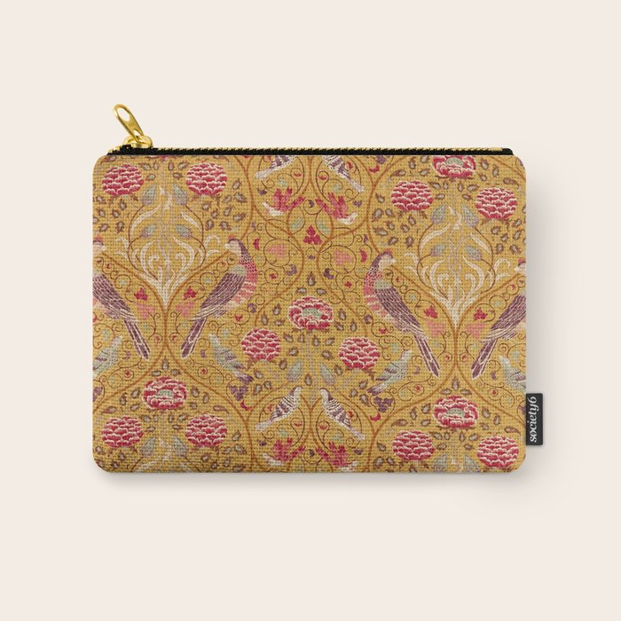 William Morris Seasons by May Melsetter Bird Pattern Saffron Gold Yellow Carry All Pouch Gallery Image 1