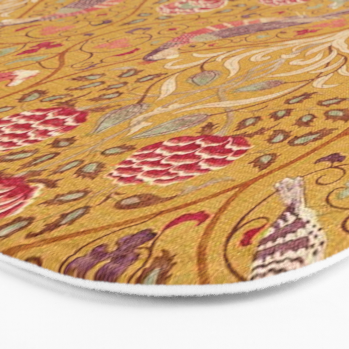 William Morris Seasons by May Melsetter Bird Pattern Saffron Gold Yellow Bath Mat Gallery Image 3