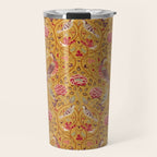 William Morris Seasons by May Melsetter Bird Pattern Saffron Gold Yellow Travel Mug Gallery Image 1