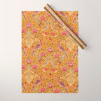 William Morris Seasons by May Melsetter Bird Pattern Saffron Gold Yellow Wrapping Paper Gallery Image 1