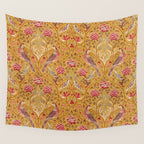 William Morris Seasons by May Melsetter Bird Pattern Saffron Gold Yellow Wall Tapestry Gallery Image 4