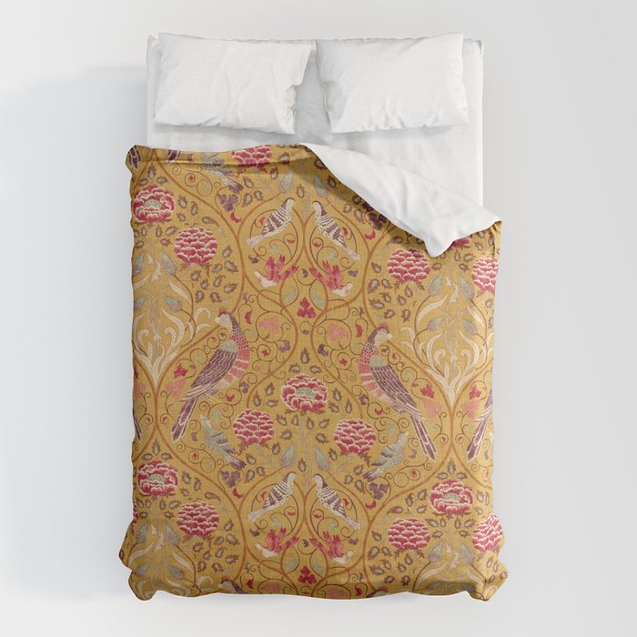 William Morris Seasons by May Melsetter Bird Pattern Saffron Gold Yellow Duvet Cover Gallery Image 6