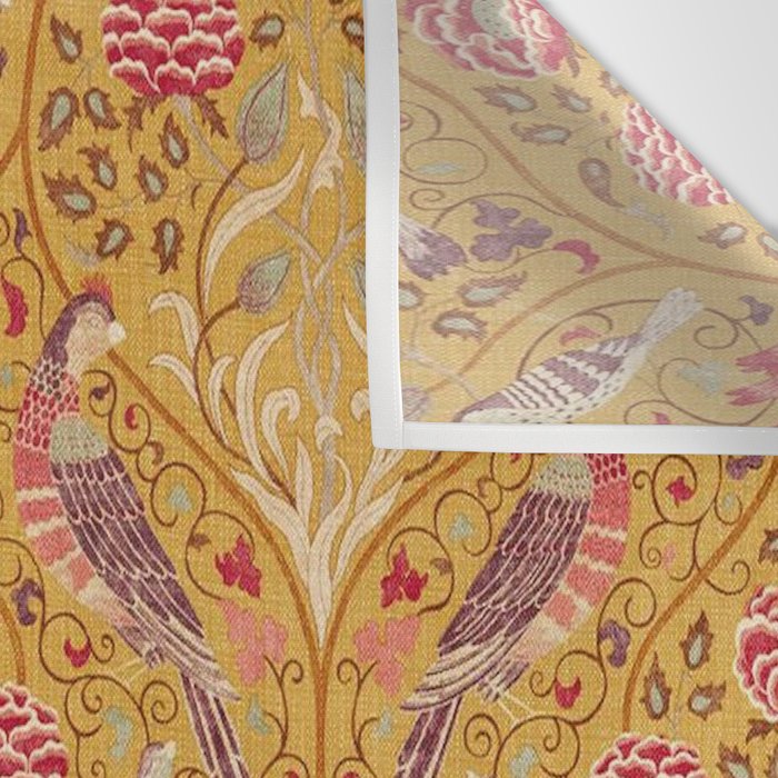 William Morris Seasons by May Melsetter Bird Pattern Saffron Gold Yellow Wall Tapestry Gallery Image 3