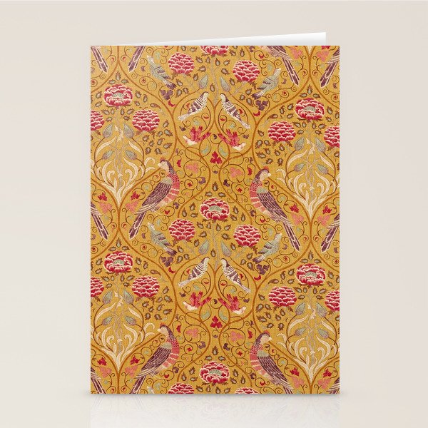 William Morris Seasons by May Melsetter Bird Pattern Saffron Gold Yellow Stationery Card Gallery Image 2
