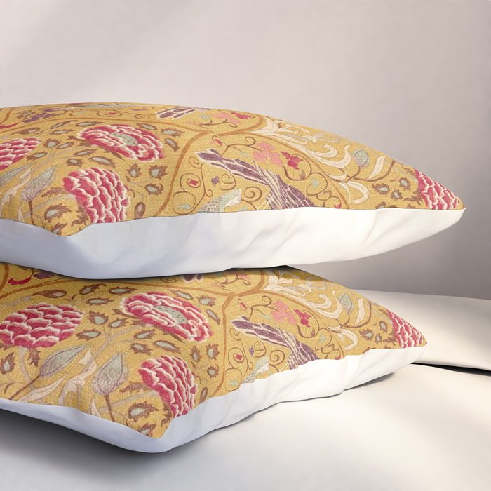 William Morris Seasons by May Melsetter Bird Pattern Saffron Gold Yellow Pillow Sham Gallery Image 3