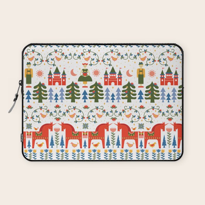 Scandinavian Fairytale - Green + Red Laptop Sleeve Gallery Image 1