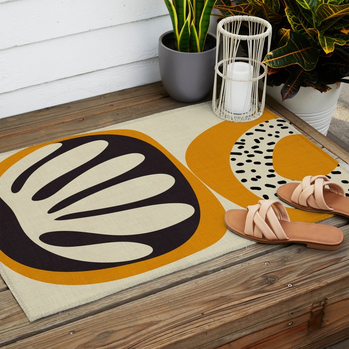 mid century matisse art Outdoor Rug Gallery Image 2
