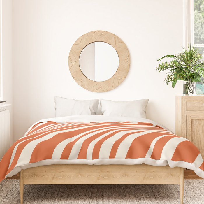 Wavy Stripes XLVIII - Bright Retro Red Duvet Cover Gallery Image 3