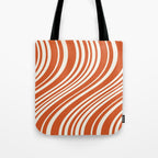 Wavy Stripes XLVIII - Bright Retro Red Tote Bag Gallery Image 1