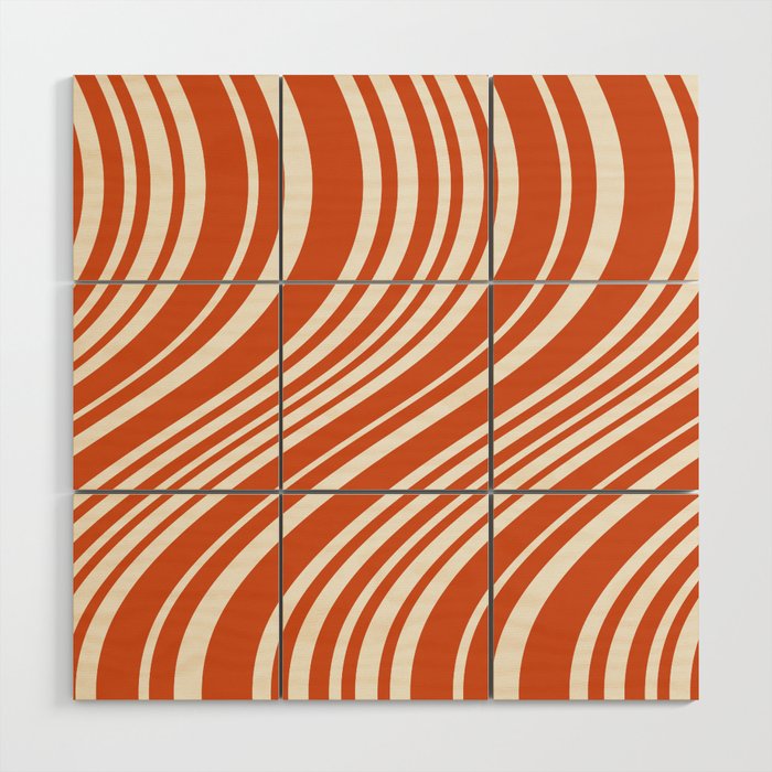 Wavy Stripes XLVIII - Bright Retro Red Wood Wall Art Gallery Image 1