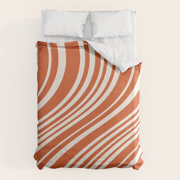 Wavy Stripes XLVIII - Bright Retro Red Duvet Cover Gallery Image 1