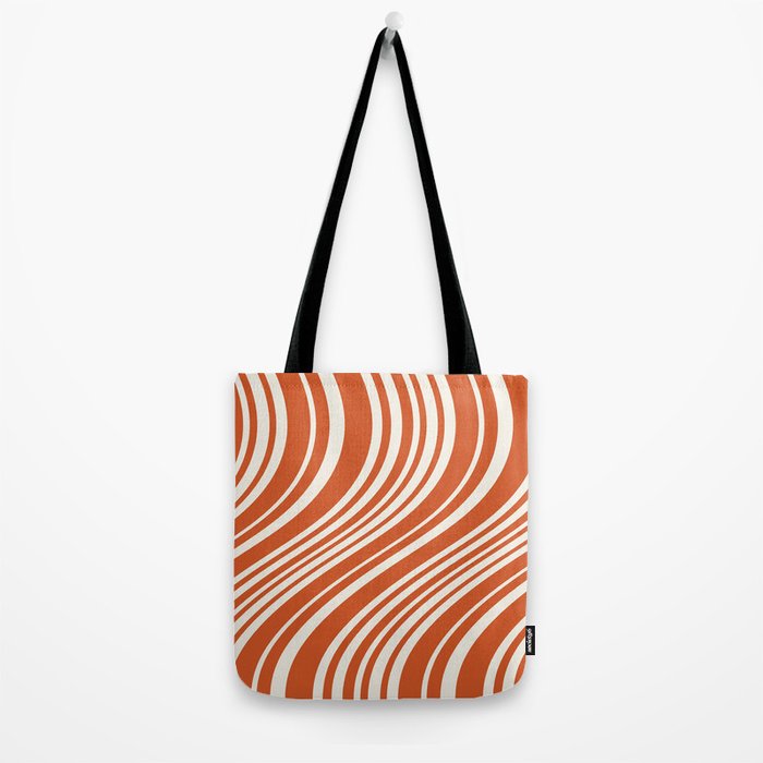 Wavy Stripes XLVIII - Bright Retro Red Tote Bag Gallery Image 2