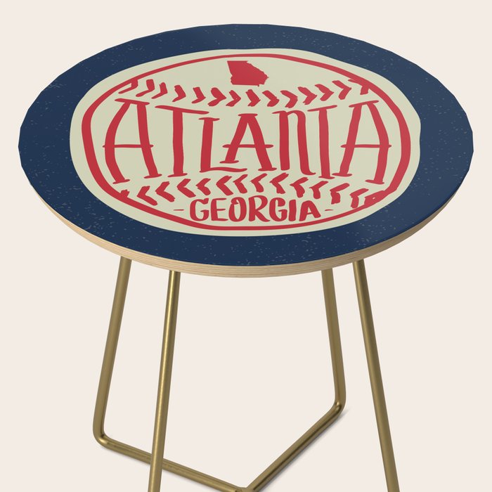 Atlanta Georgia Baseball - Hand Drawn, Script Typography Side Table Gallery Image 2