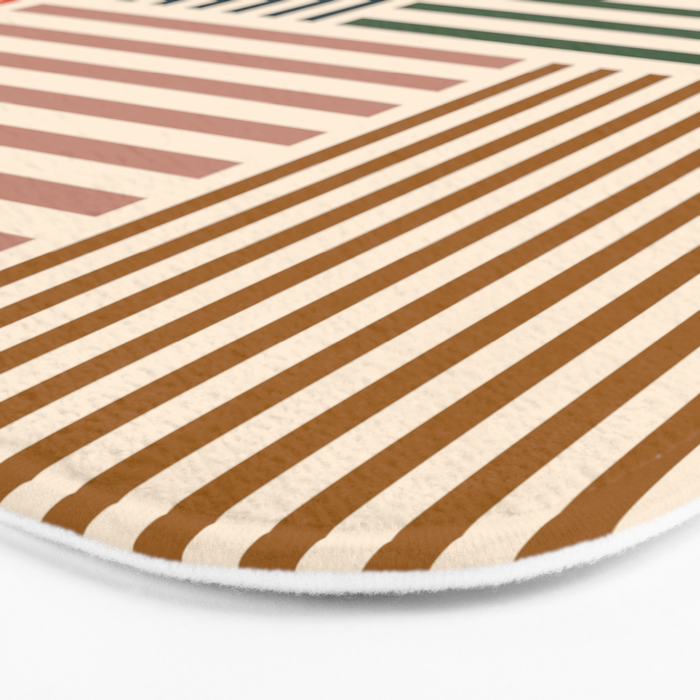 Retro Mid Mod Stripes Blocks in Vintage Colorful Tones Bath Mat Gallery Image 3
