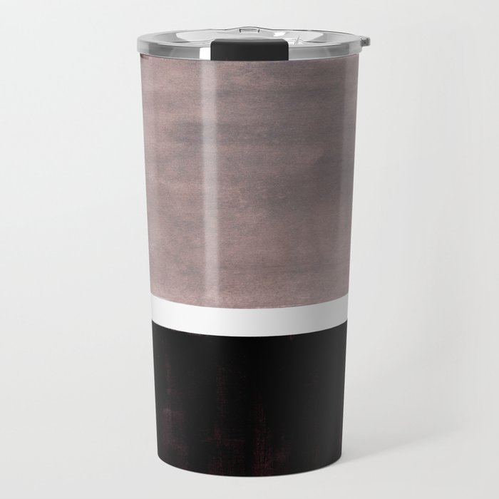 Mid Century Modern Minimalist Art Colorblock Rothko Inspired Squares Grey and Black Simple Abstract Travel Mug Gallery Image 1