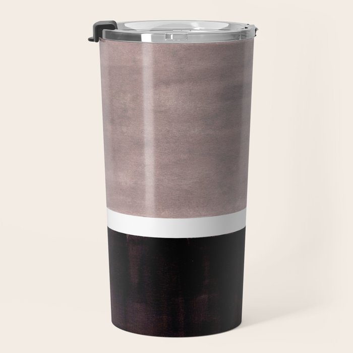 Mid Century Modern Minimalist Art Colorblock Rothko Inspired Squares Grey and Black Simple Abstract Travel Mug Gallery Image 3